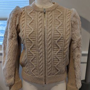 NWT Stella McCartney Wool Faux Fur Slv Sweater Jacket size 40/M retail over $700